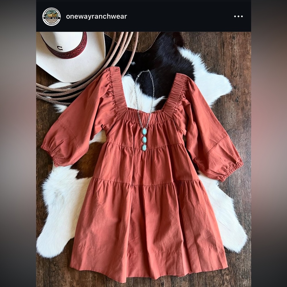 OneWay ranchwear mini dress with puff sleeves - Picture 4 of 4